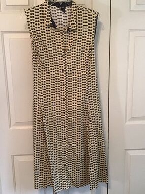 NIC+ZOE Sleeveless Midi Dress in Cream with Black Print
